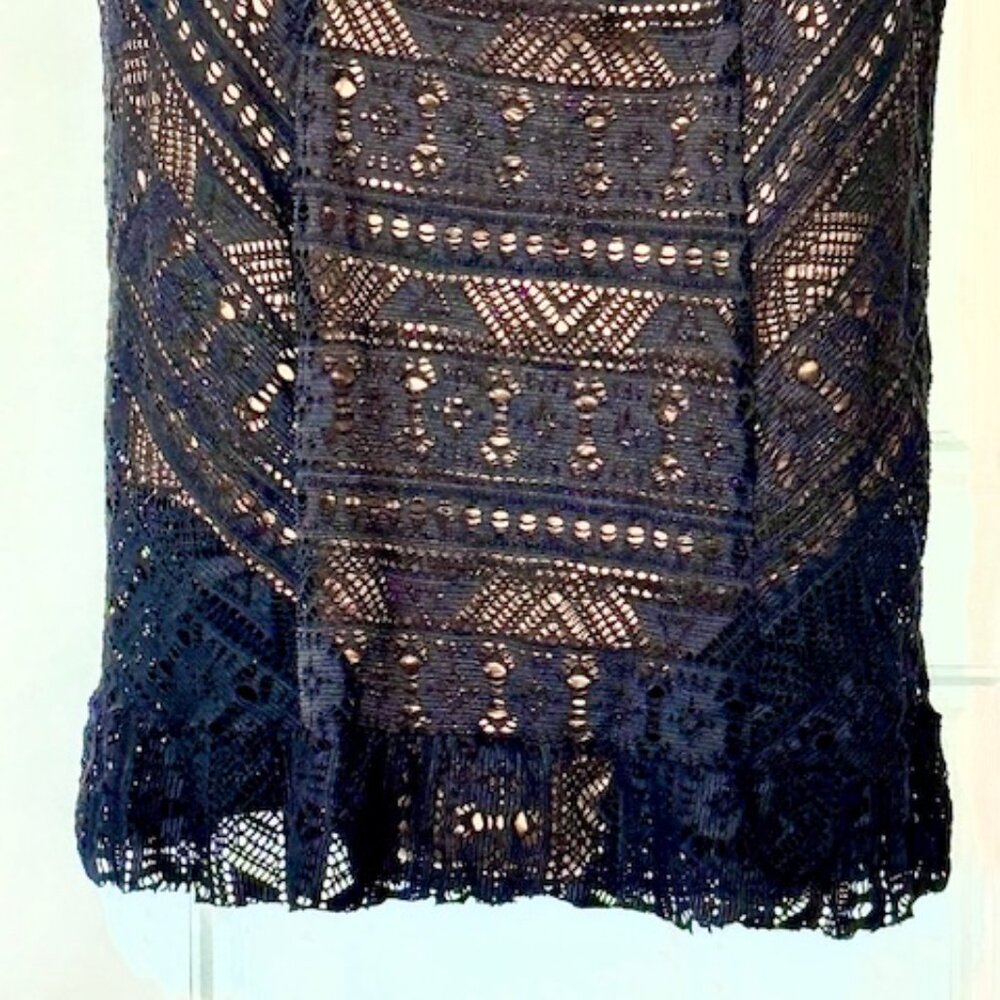Becca Boho Swim-dress Black & Gold Crochet Textured Stretch - Picture 6 of 11